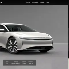 Srebrny Lucid Air Grand Touring, z opcją konfiguracji i ceną 132.900 €.