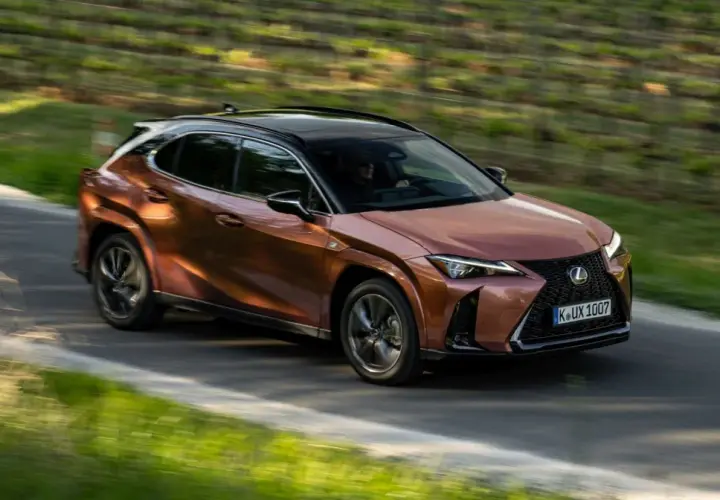 Miedziany Lexus UX pędzi po krętej drodze. Sprawdź, jaka jest jego lexus ux cena i możliwości.