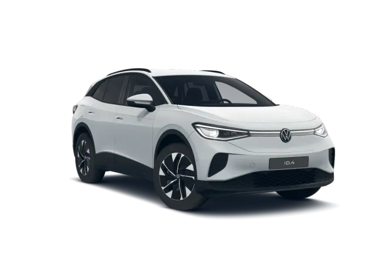 Biały Volkswagen ID.4 z nowoczesnymi światłami LED i charakterystycznym grillem.