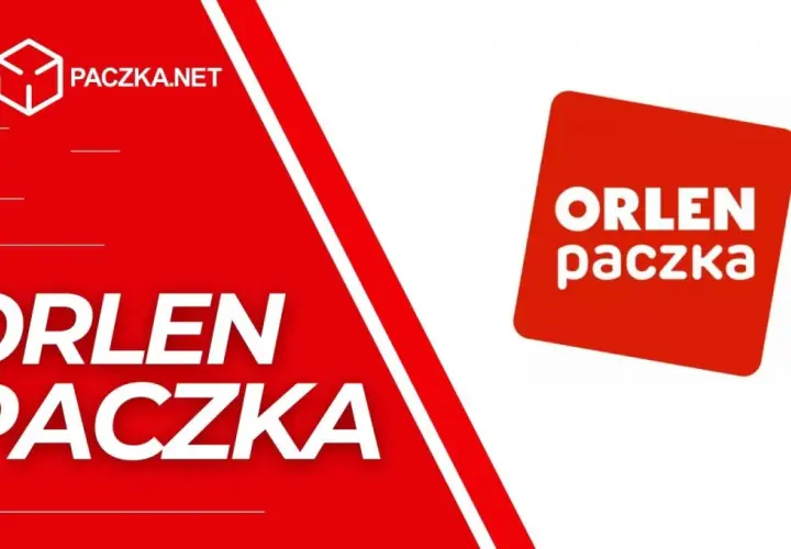 Logo ORLEN Paczka na czerwonym tle z napisem "ORLEN PACZKA" i "TANIE PACZKA.NET".