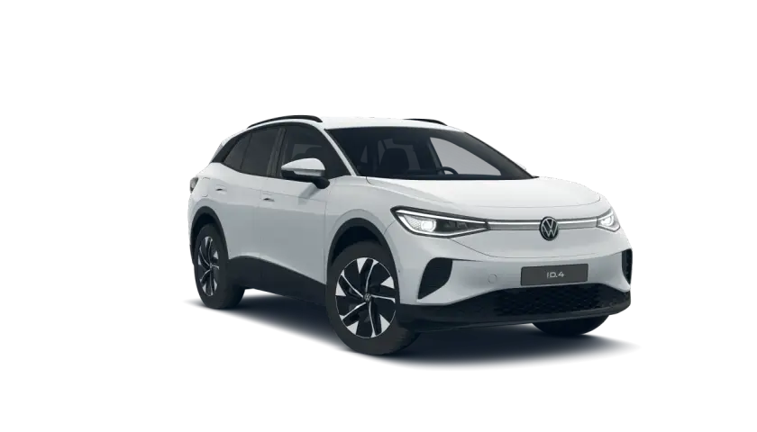 Biały Volkswagen ID.4 z nowoczesnymi światłami LED i charakterystycznym grillem.